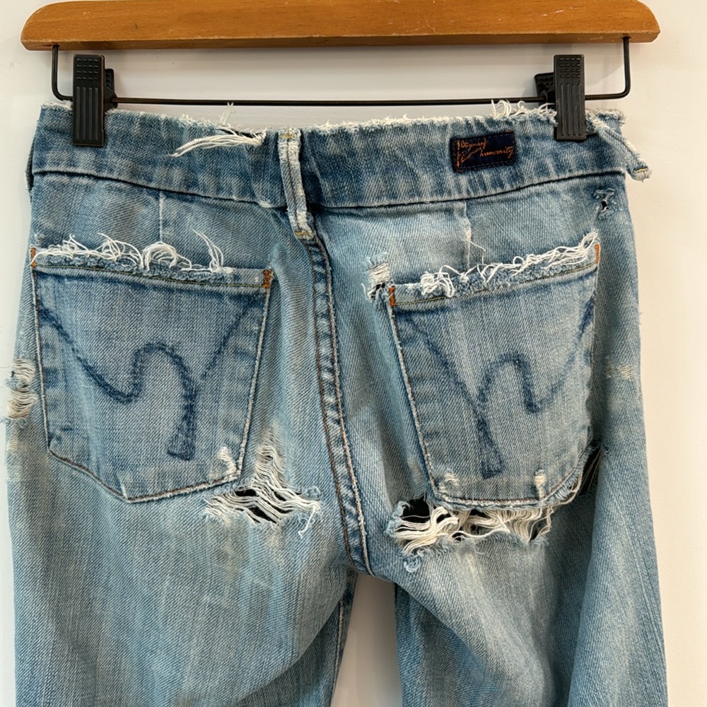 Citizens Of Humanity Light Blue Distressed Wide Leg Jeans - Picture 3 of 9